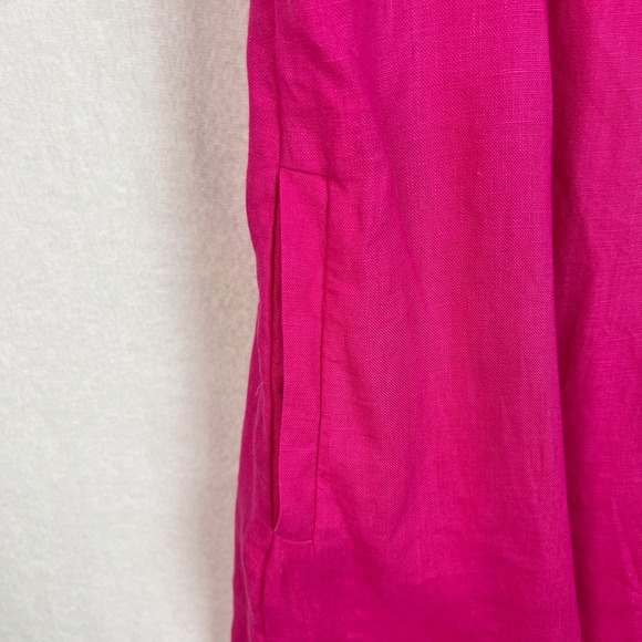 J. Crew Size Large Pink Maxine Sleeveless V Neck Linen Shift Mini Dress Pockets - Picture 4 of 12